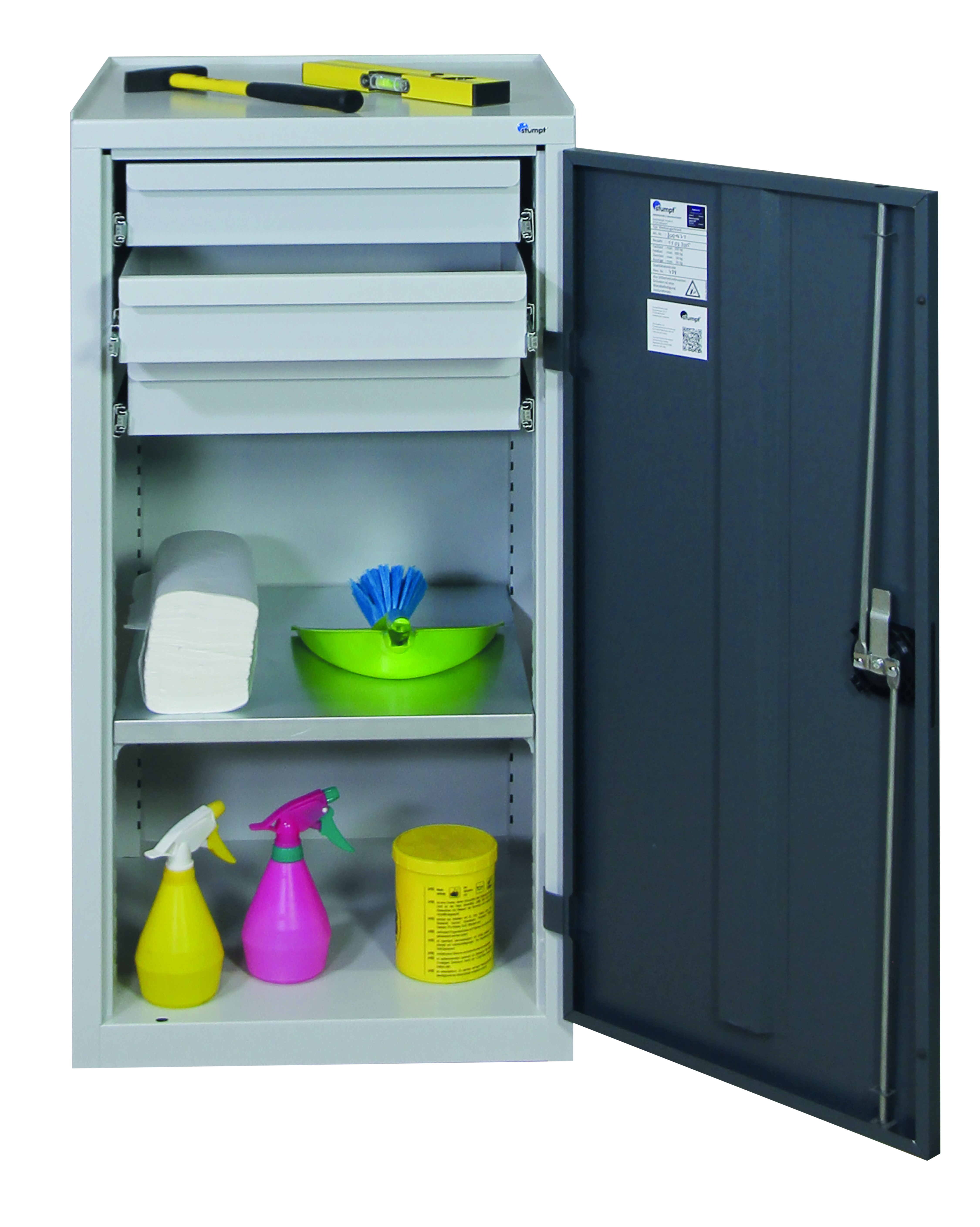 Werkzeugschrank, Höhe 100 cm, lichtgrau / anthrazitgrau