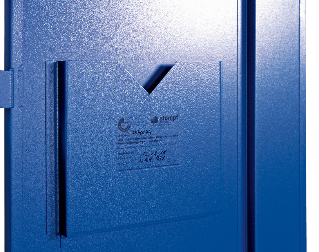Garderobenschrank, zwei Abteile, lichtgrau / enzianblau