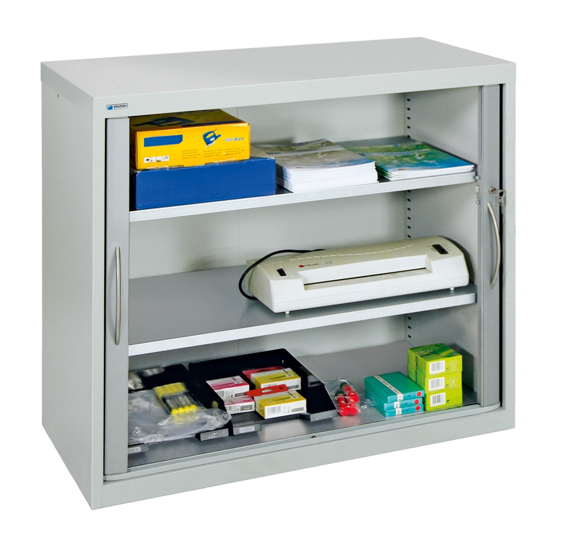 Jalousieschrank aus Metall vom Hersteller , 2 Fachböden