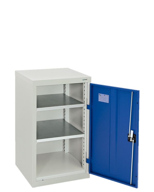 Flügeltürenschrank, lichtgrau-enzianblau