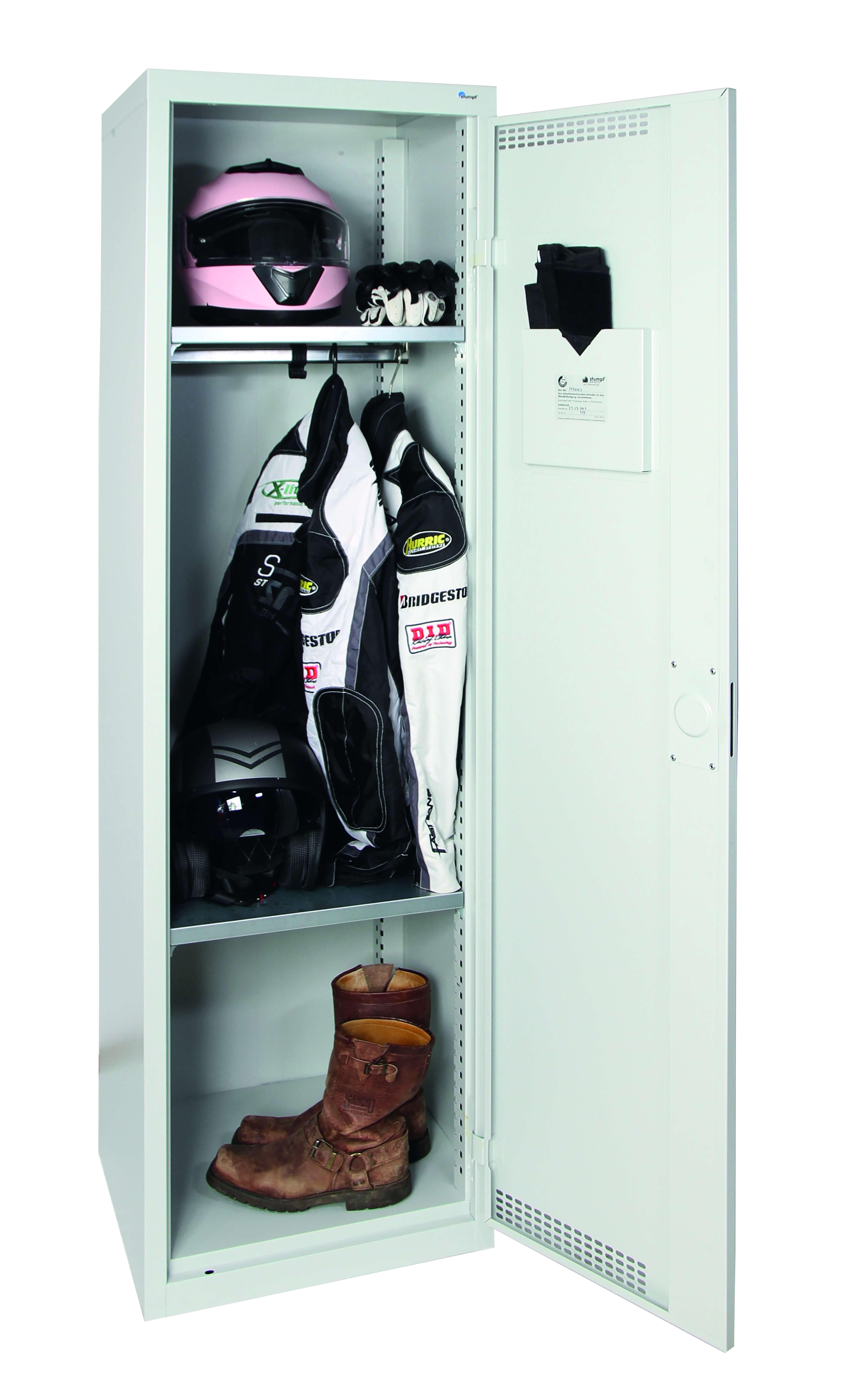 Garderobenschrank, mit 420 mm breitem Abteil, lichtgrau