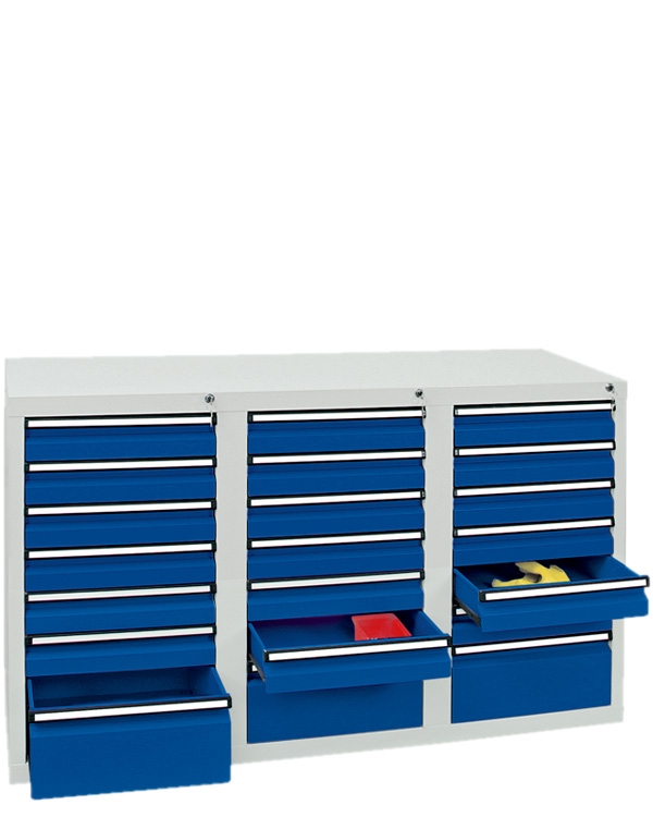Schubladenschrank Serie ST 410-3, mit Teleskopführungen