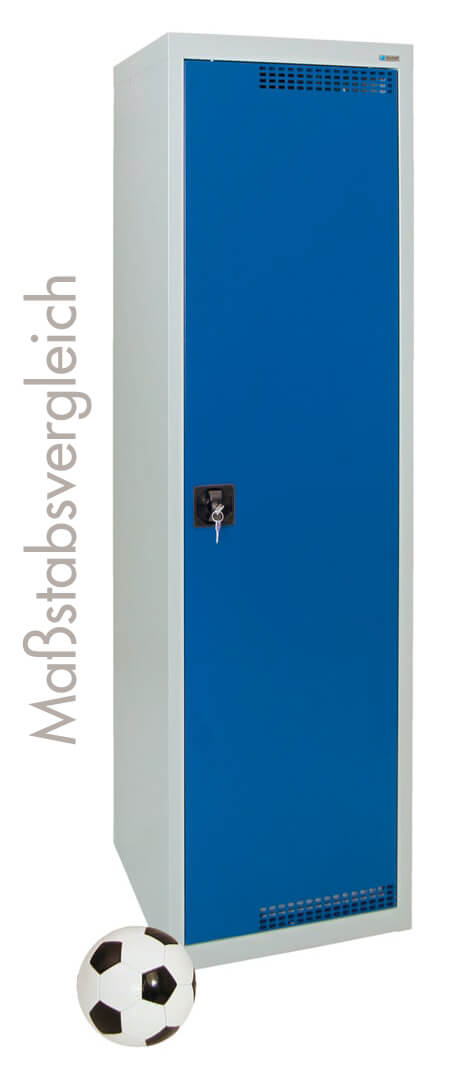 Garderobenschrank, mit 420 mm breitem Abteil, lichtgrau / enzianblau