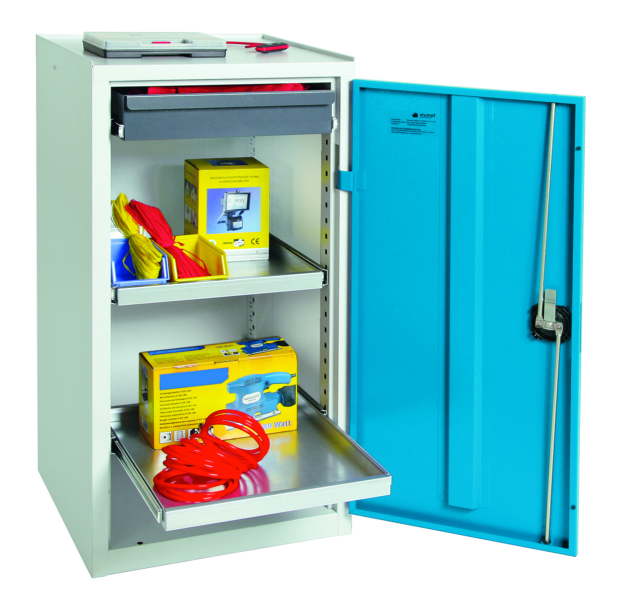 Werkzeug- und Materialschrank Serie 3000, lichtgrau/lichtblau