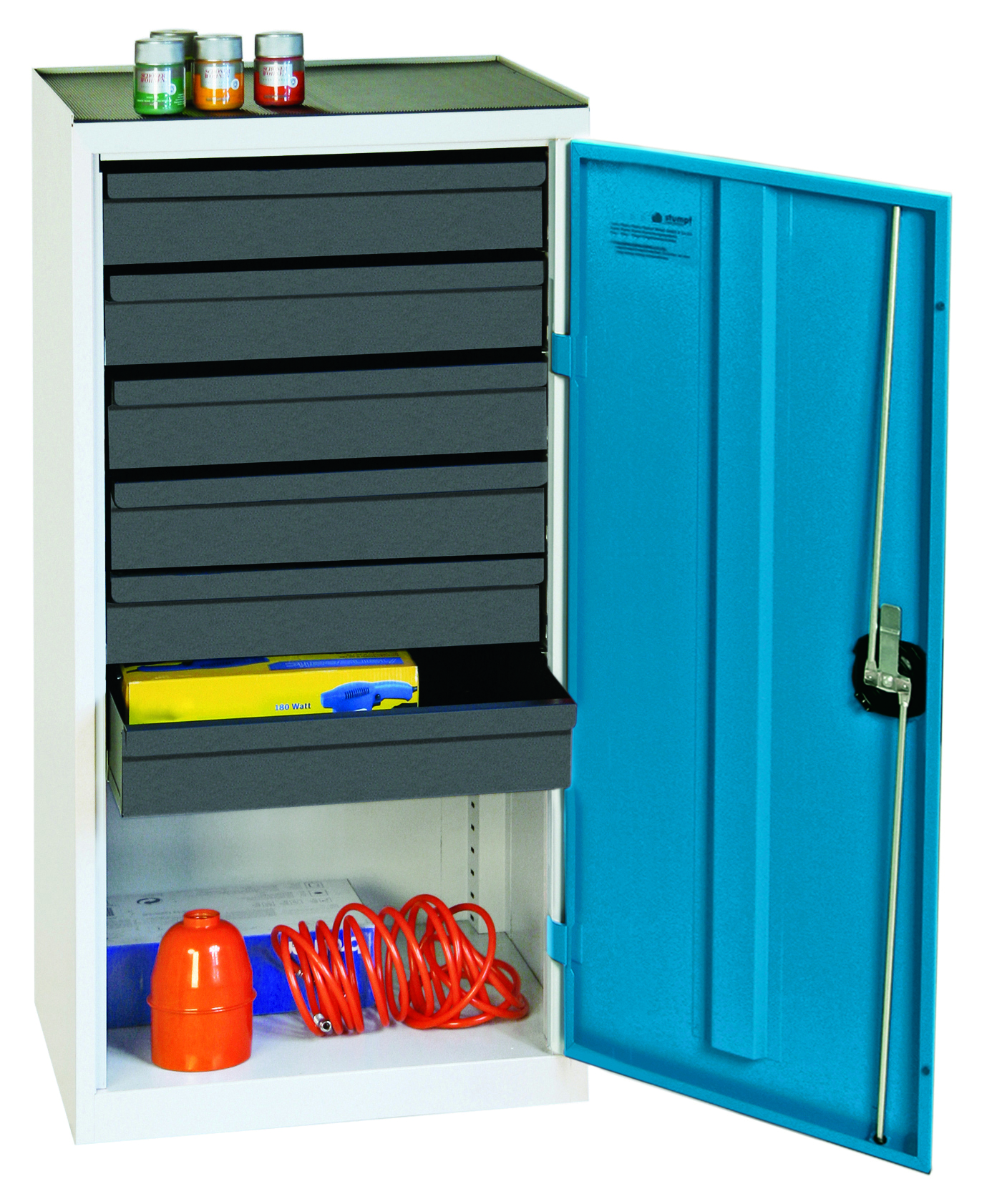 Werkzeug- und Materialschrank Serie 3000, lichtgrau/lichtblau
