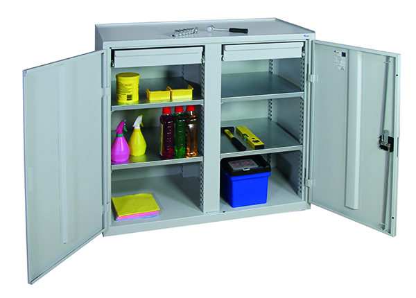 Werkzeugschrank Serie 2000, mit Mitteltrennwand, lichtgrau