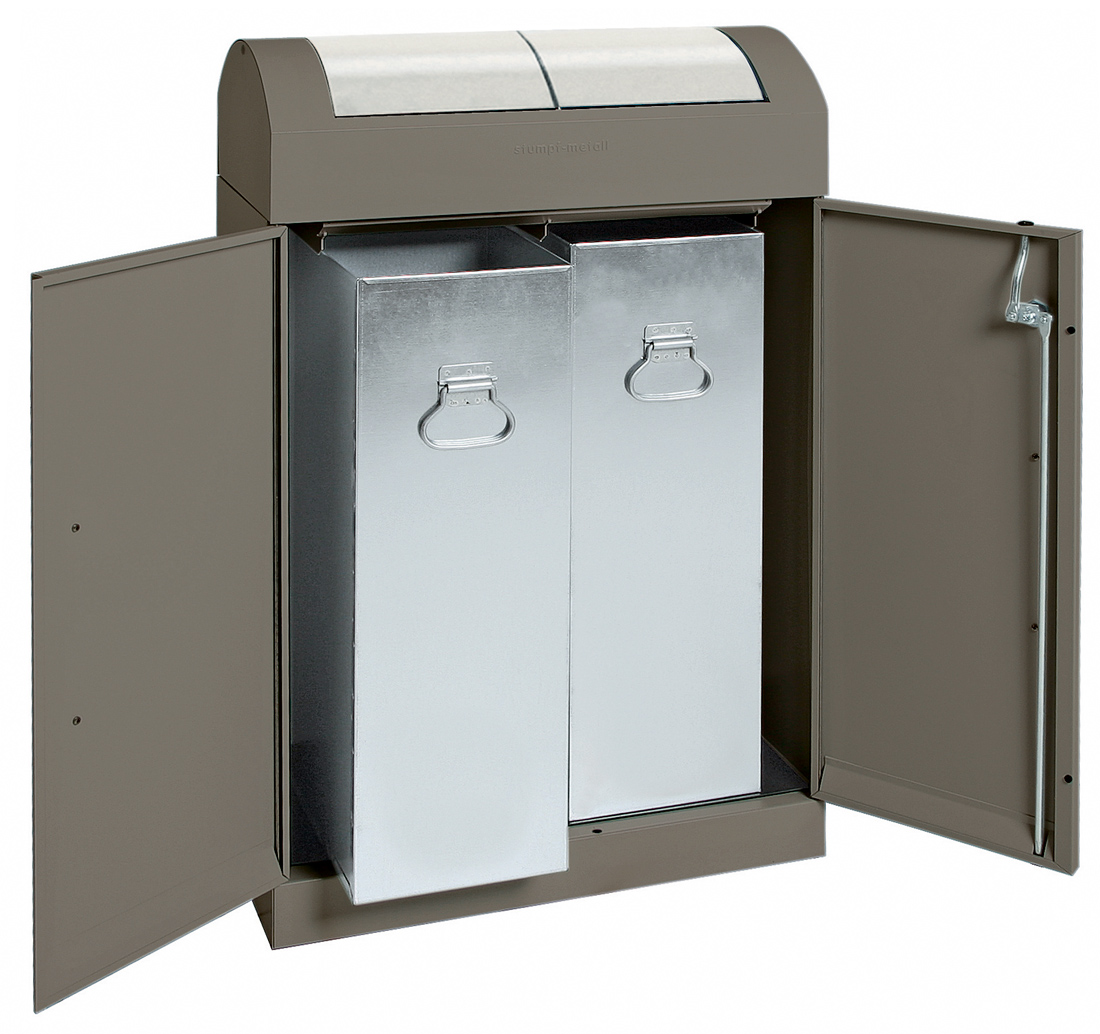 Abfalltrennung TD-2 aspect plus – 2-fach Wertstoffsammler 2 × 45 Liter aus Stahl