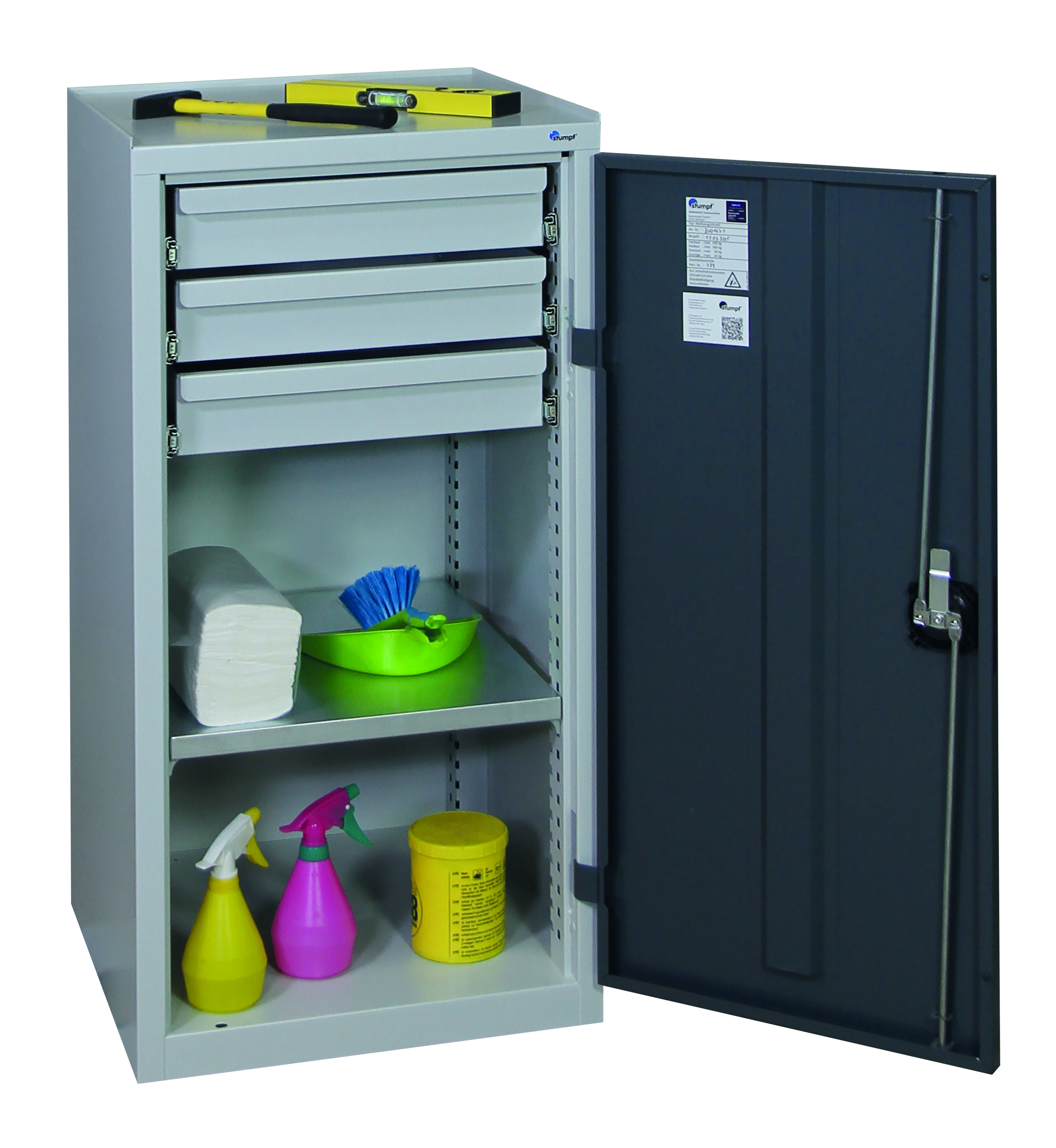 Werkzeugschrank, Höhe 100 cm, lichtgrau / anthrazitgrau