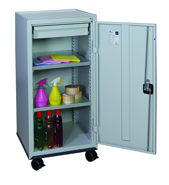 Werkzeugschrank fahrbar, Höhe 110 cm, lichtgrau