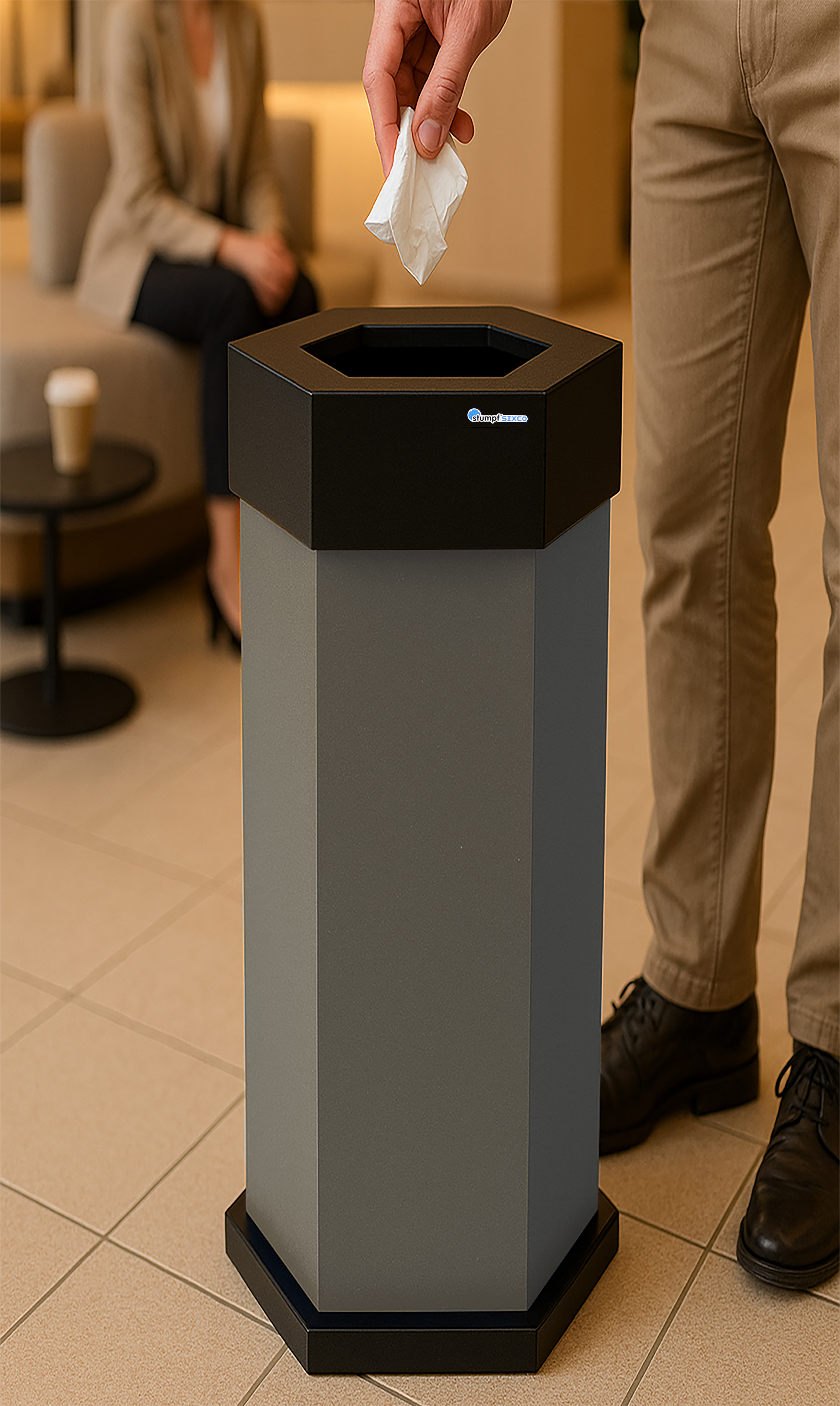Abfallbehälter Sixco smart 45 Liter – Offener Müllsammler aus Stahl