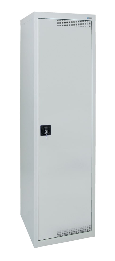 Garderobenschrank, mit 420 mm breitem Abteil, lichtgrau