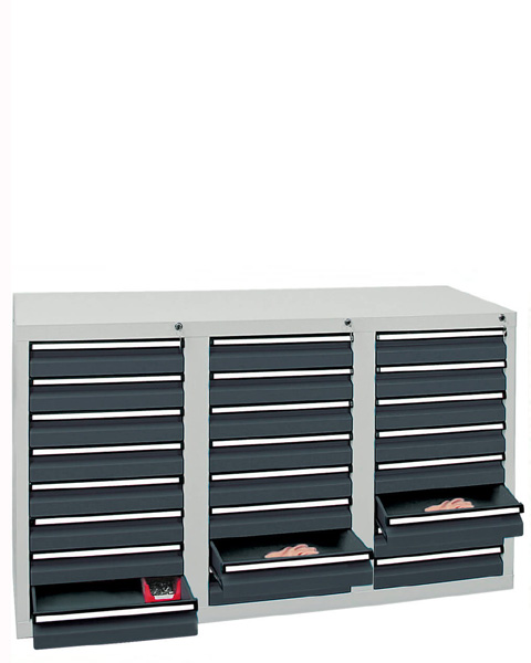 Schubladenschrank Serie ST 410-3, mit Teleskopführungen