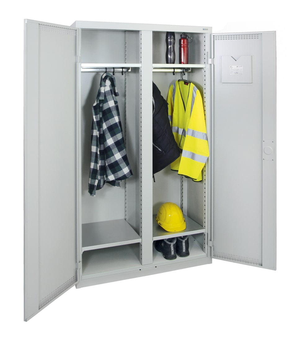 Garderobenschrank, zwei Abteile, lichtgrau
