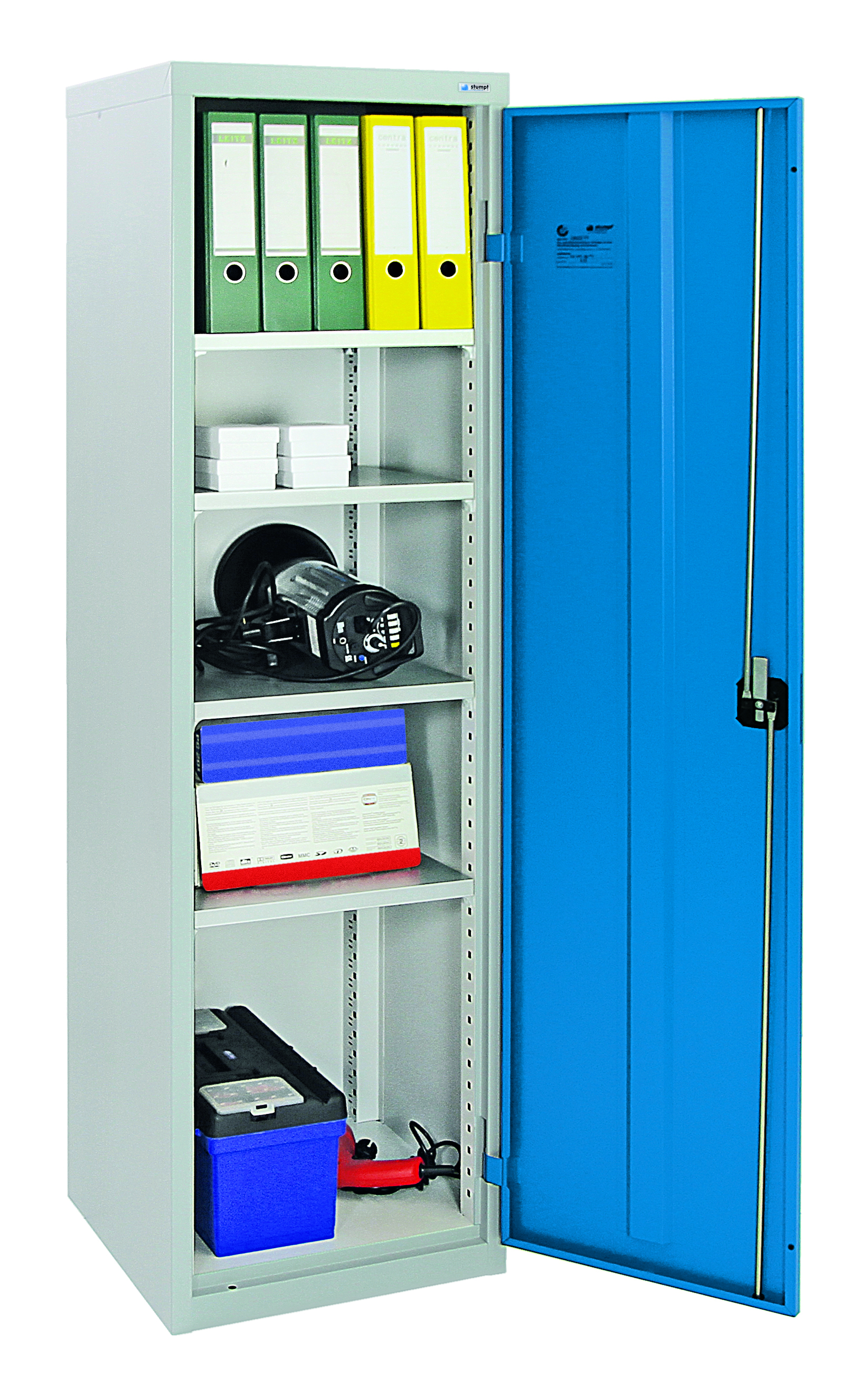 Flügeltürenschrank, lichtgrau-lichtblau