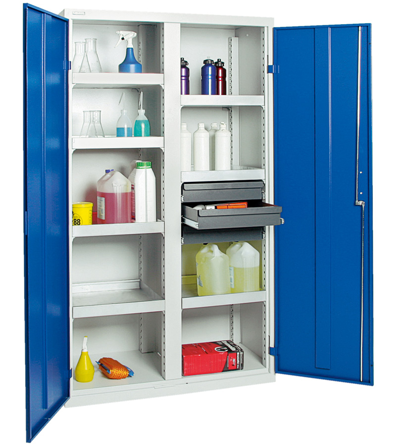 Umweltschrank Basic-5, lichtgrau/blau