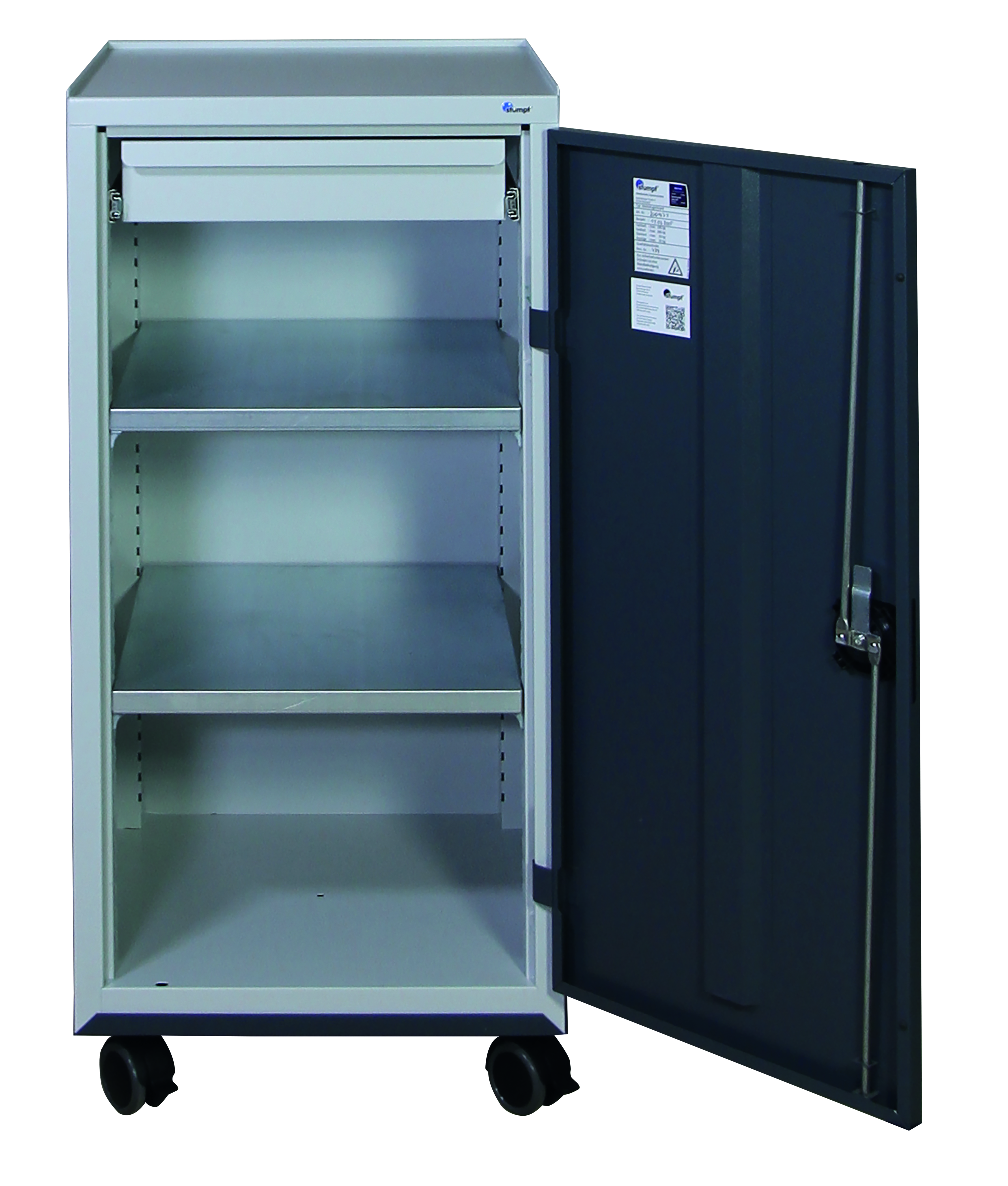Werkzeugschrank fahrbar, Höhe 110 cm, lichtgrau / anthrazitgrau