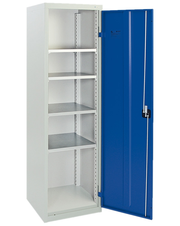 Flügeltürenschrank, lichtgrau-enzianblau