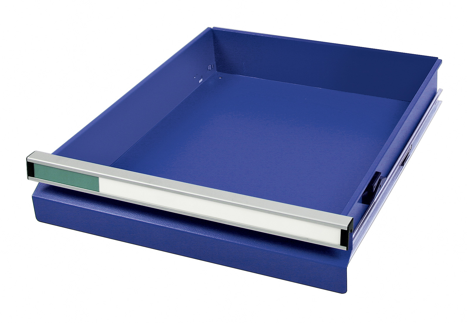 Einzelschublade Serie ESTA, enzianblau, 100 mm hoch, 500 mm breit. Mit Teleskopauszügen