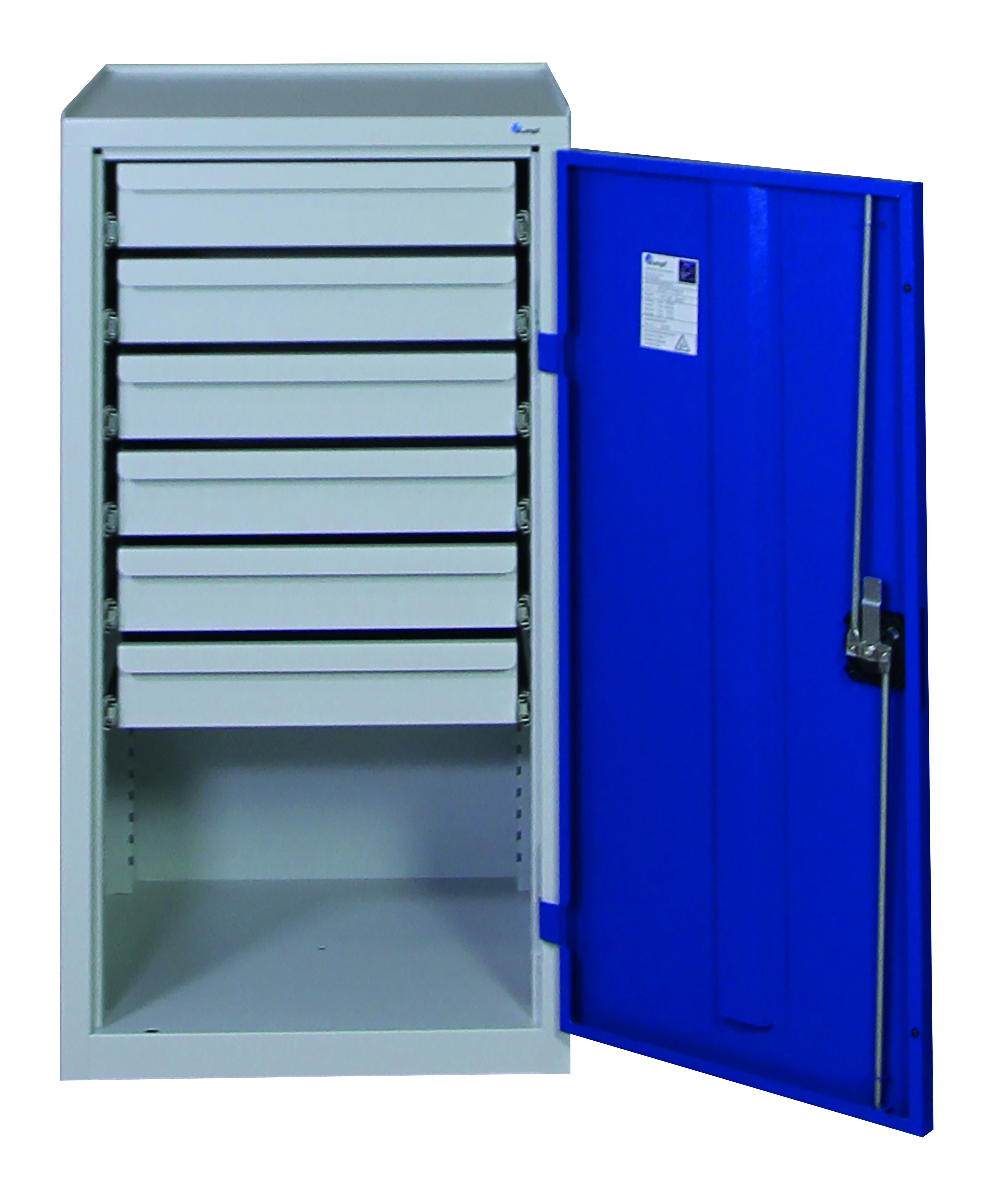 Werkzeugschrank, Höhe 100 cm, lichtgrau / enzianblau