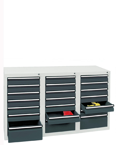Schubladenschrank Serie ST 410-3, mit Teleskopführungen