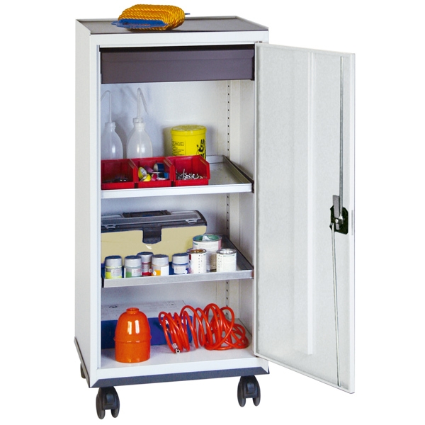 Werkzeug- und Materialschrank Serie 3000, fahrbar, lichtgrau