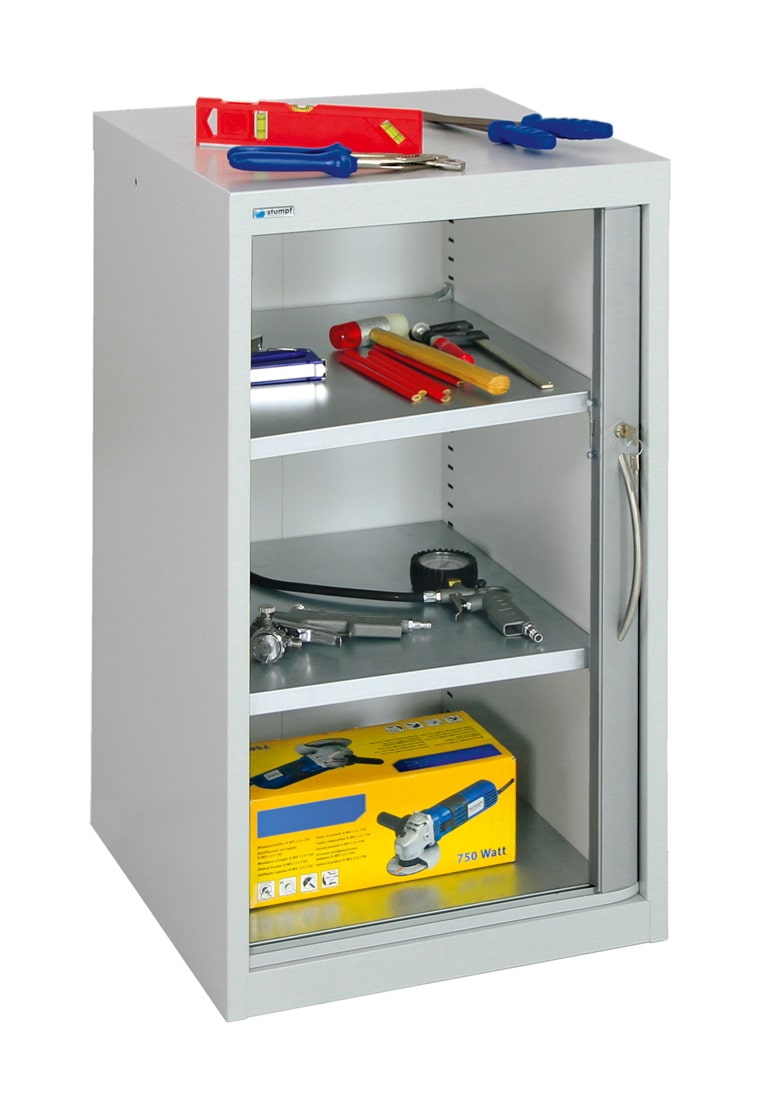 Jalousieschrank aus Metall vom Hersteller , 2 Fachböden
