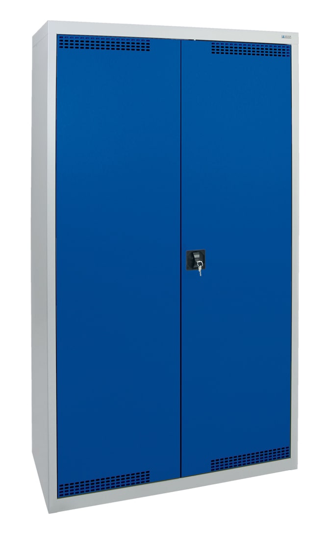 Garderobenschrank, ein großes Abteil, lichtgrau / enzianblau