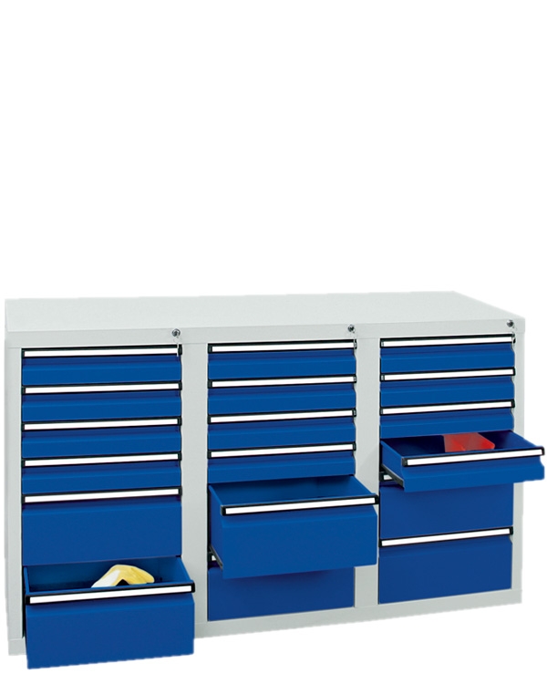 Schubladenschrank Serie ST 410-3, mit Teleskopführungen