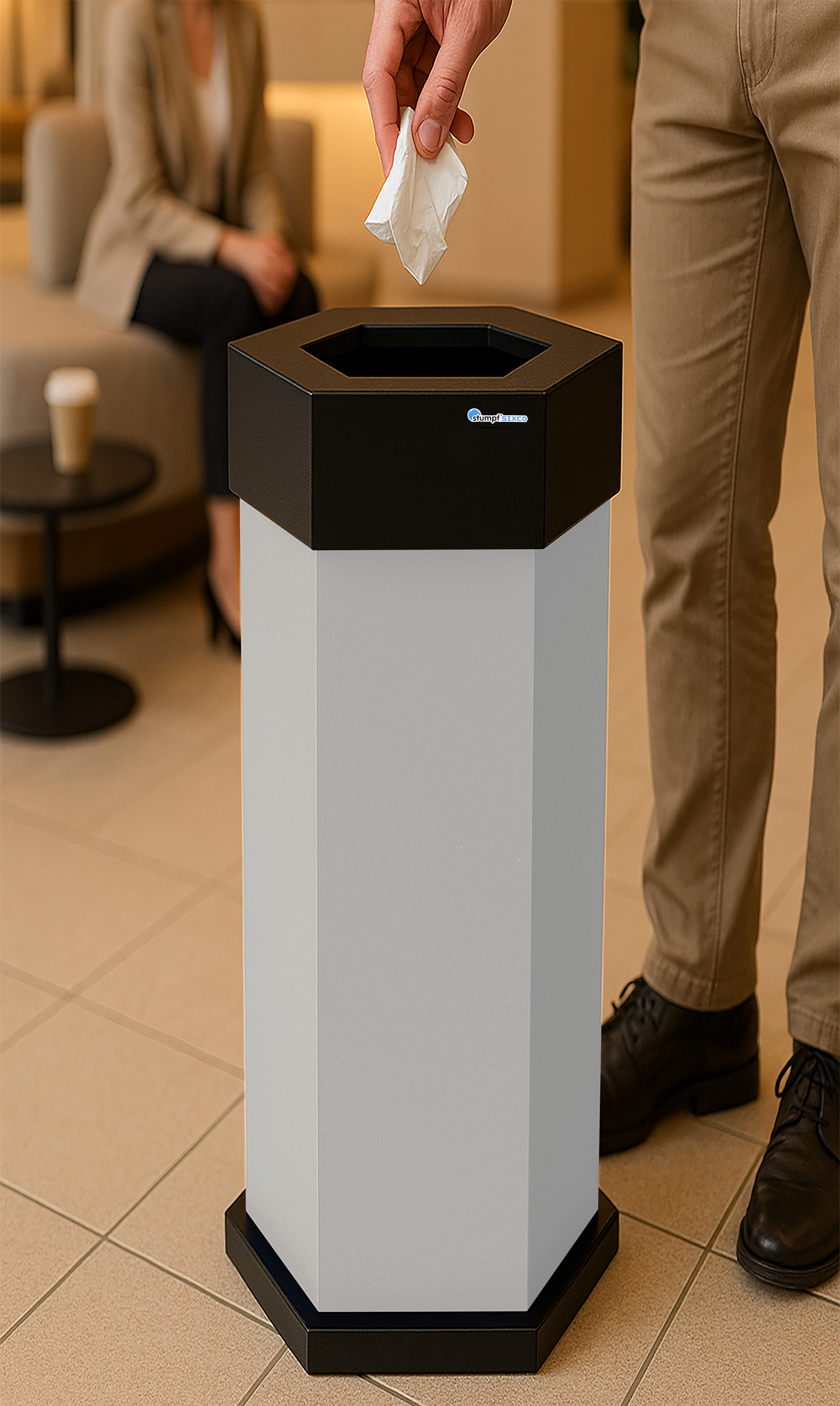 Abfallbehälter Sixco smart 45 Liter – Offener Müllsammler aus Stahl