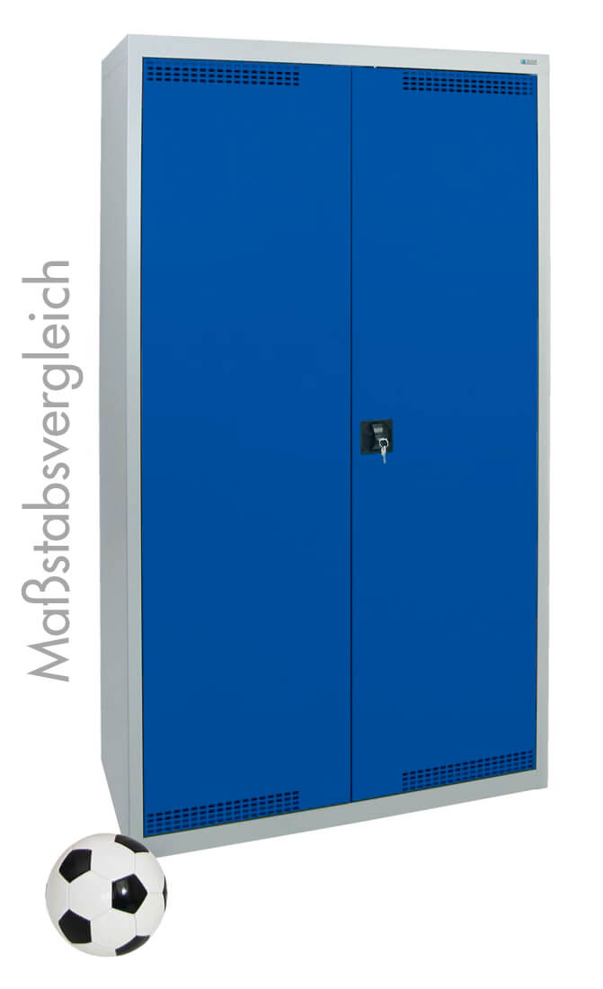 Garderobenschrank, zwei Abteile, lichtgrau / enzianblau