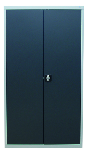 Werkzeugschrank mit 2 Abteilen, Höhe 180 cm, 6 Fachböden, 6 Schubladen, lichtgrau / anthrazitgrau