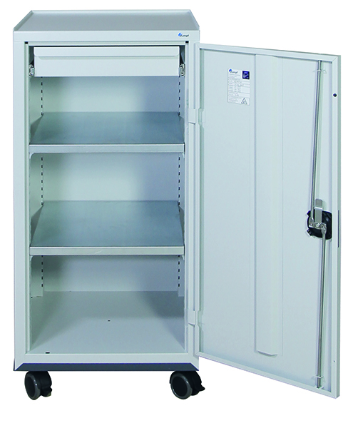 Werkzeugschrank fahrbar, Höhe 110 cm, lichtgrau