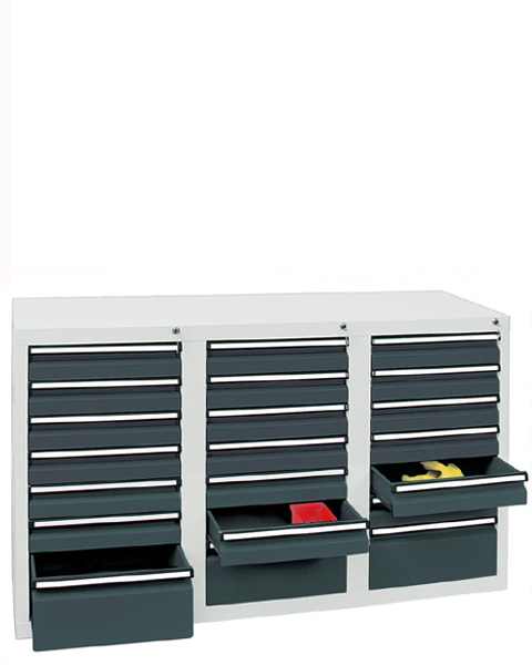 Schubladenschrank Serie ST 410-3, mit Teleskopführungen