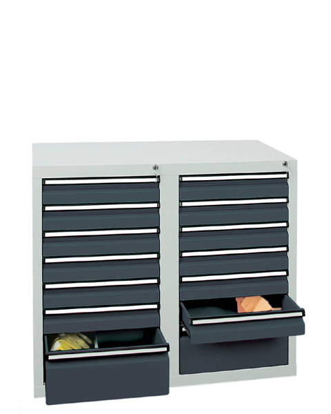 Schubladenschrank Serie ST 410-2, mit Teleskopführungen