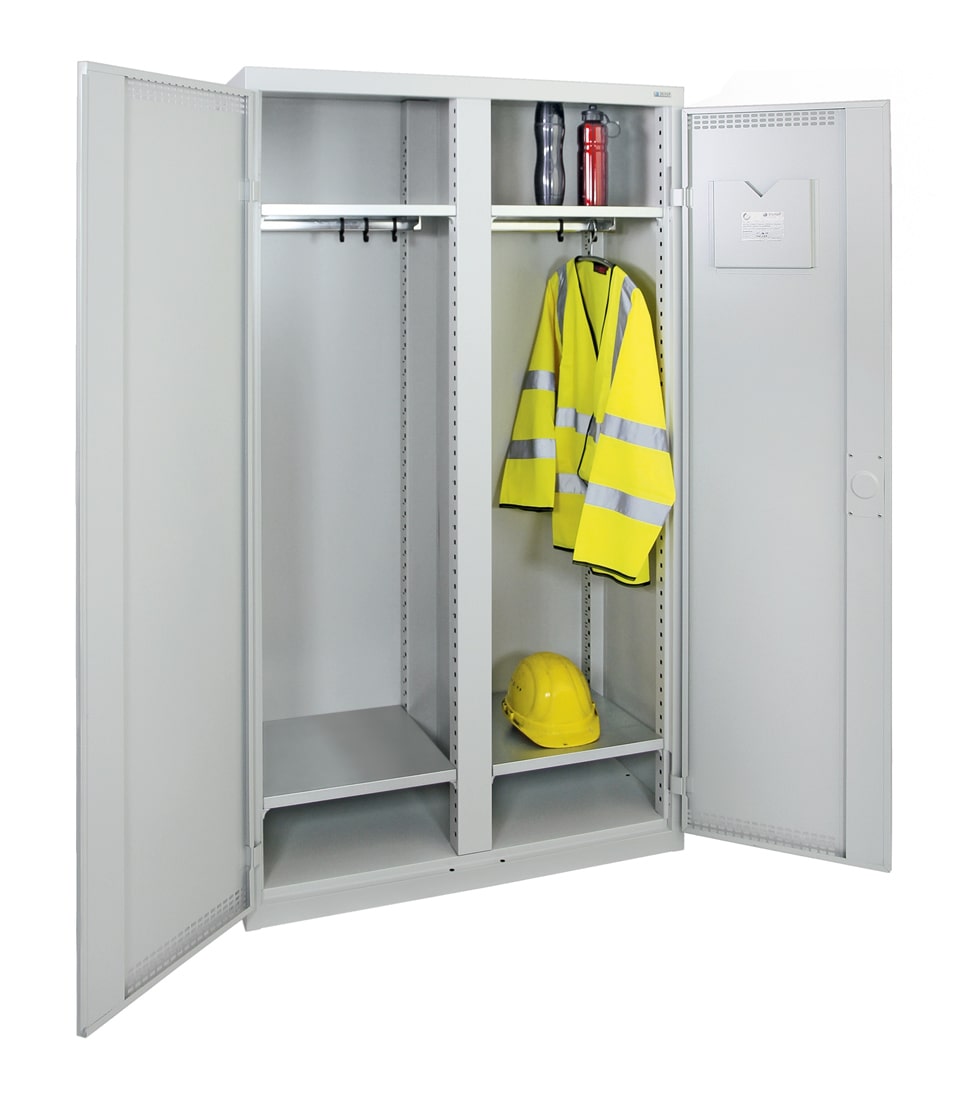 Garderobenschrank, zwei Abteile, lichtgrau
