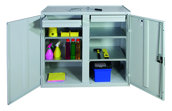 Werkzeugschrank Serie 2000, mit Mitteltrennwand, lichtgrau