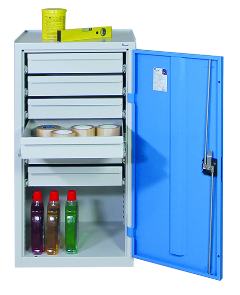 Werkzeugschrank, Höhe 100 cm, lichtgrau / lichtblau