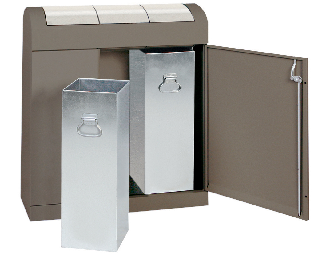 Abfalltrennung TD-3 aspect plus – 3-fach Wertstoffsammler 3 × 45 Liter aus Stahl