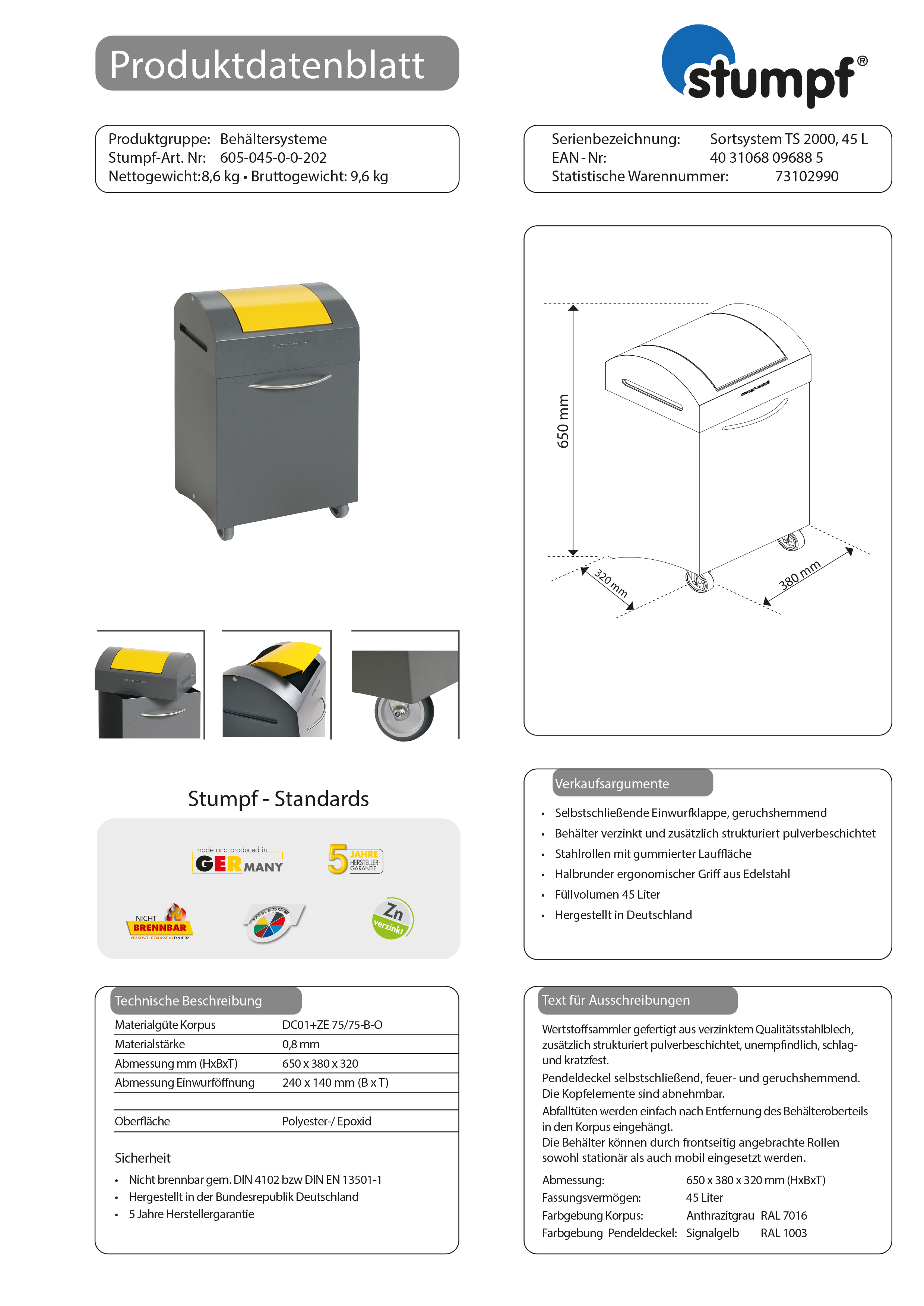Abfalltrennung TS 2000 - 45 L