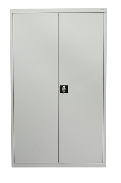 Werkzeugschrank, Höhe 180 cm, 2 Fachböden, 8 Großraumschubladen, lichtgrau