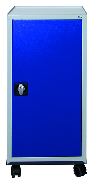 Werkzeugschrank fahrbar, Höhe 110 cm, lichtgrau / enzianblau