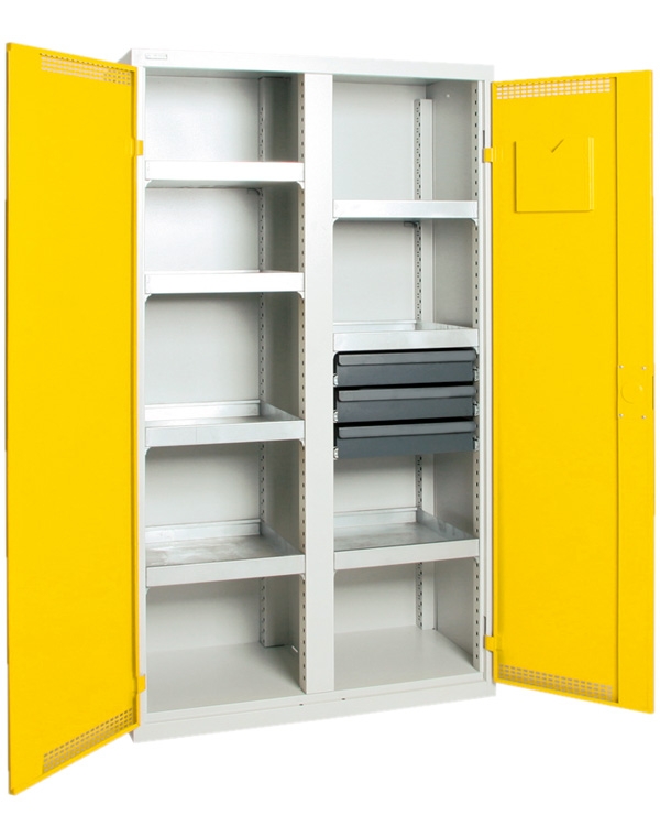 Umweltschrank Basic-Plus-5, lichtgrau/gelb