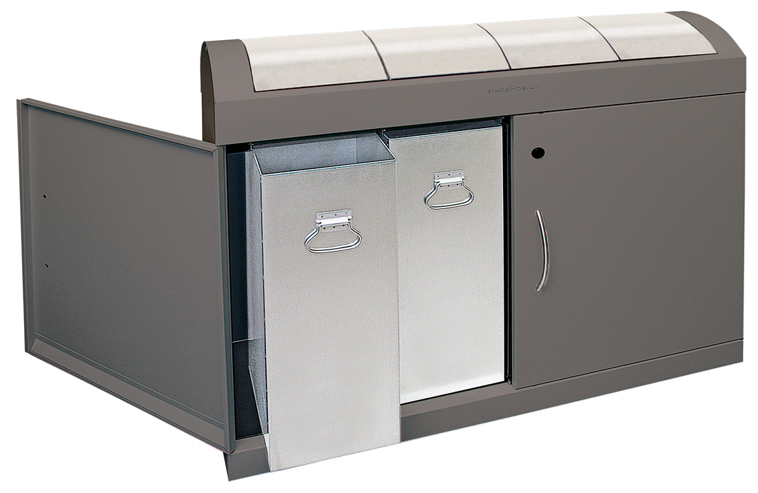 Abfalltrennung TD-4 aspect plus – 4-fach Wertstoffsammler 4 × 45 Liter aus Stahl