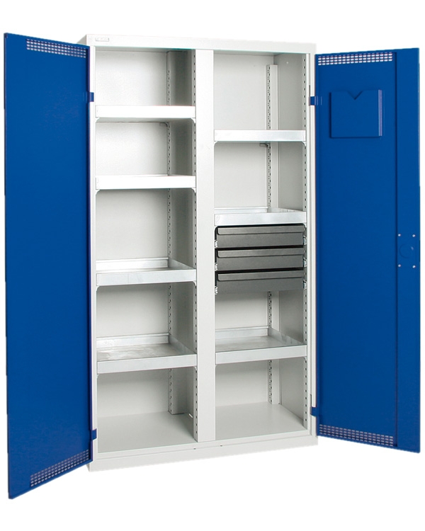 Umweltschrank Basic-Plus-5, lichtgrau/blau