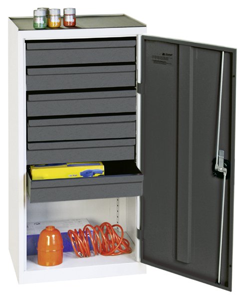 Werkzeugschrank, Höhe 100 cm, 6 Schubladen, lichtgrau / anthrazitgrau