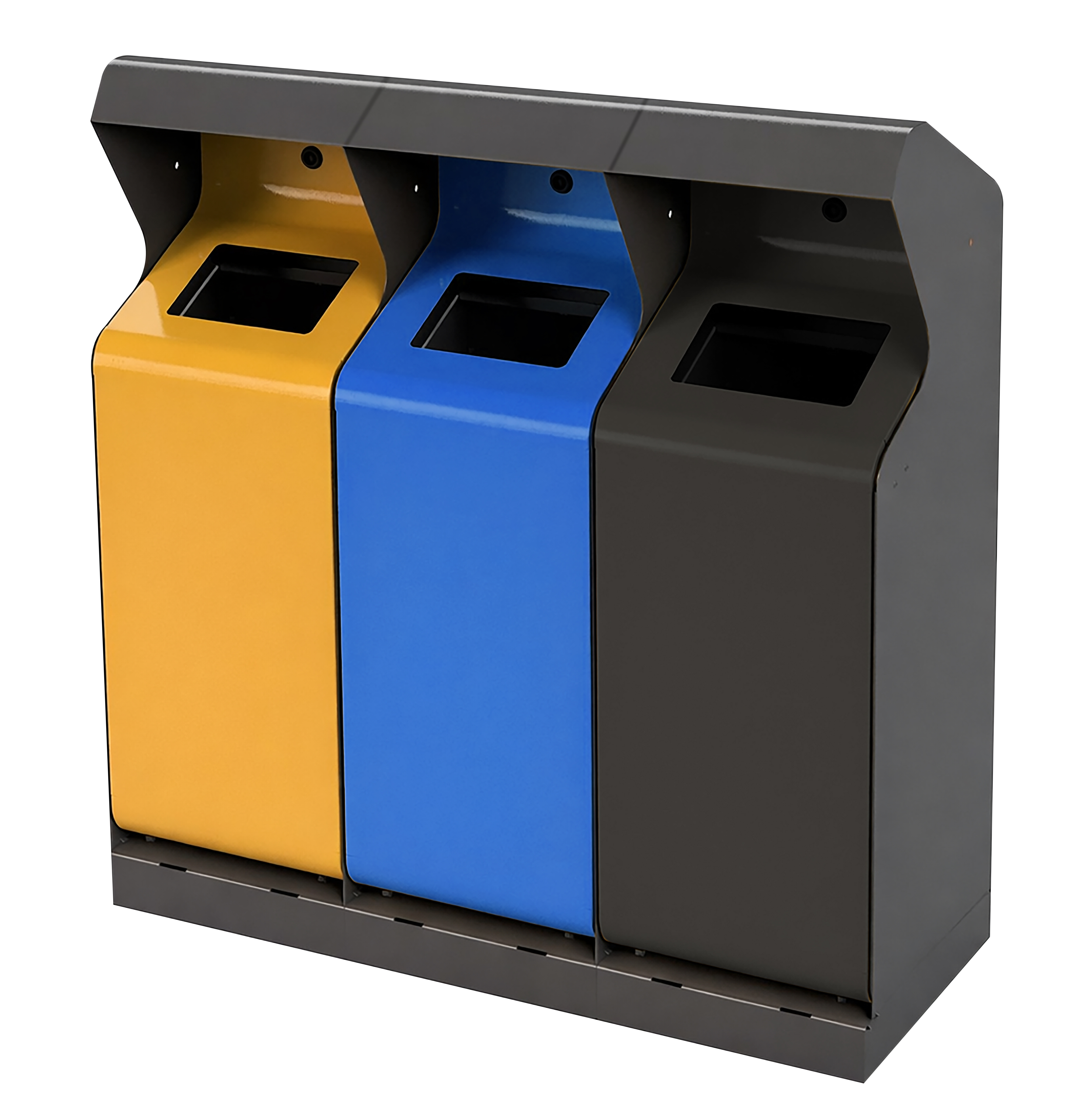 CityCore Metall-Abfallbehälter 3x50L Station für Außenbereich – wetterfest & robust