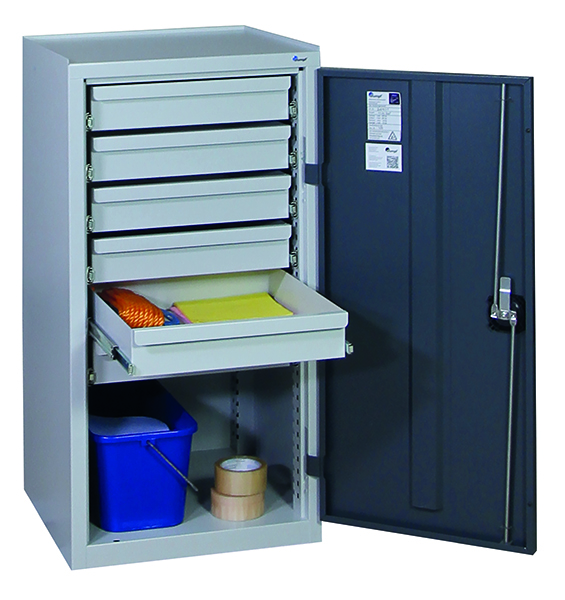 Werkzeugschrank, Höhe 100 cm, lichtgrau / anthrazitgrau