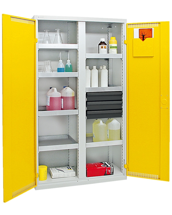 Umweltschrank Basic-Plus-5, lichtgrau/gelb