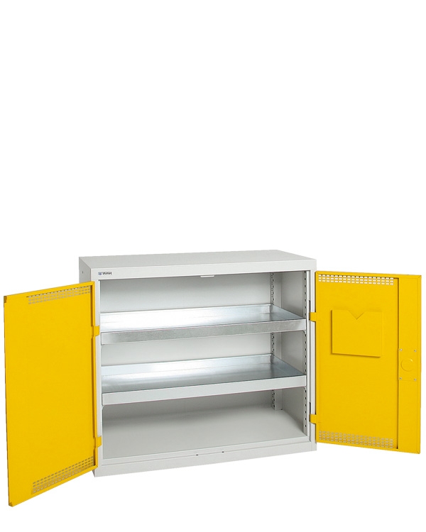 Umweltschrank Basic-Plus-2, lichtgrau/gelb