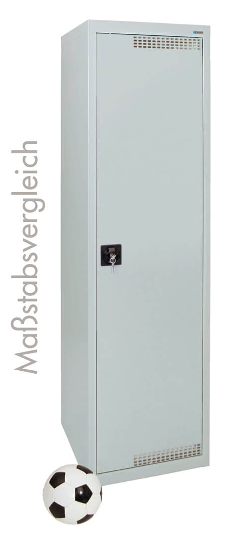 Garderobenschrank, mit 420 mm breitem Abteil, lichtgrau